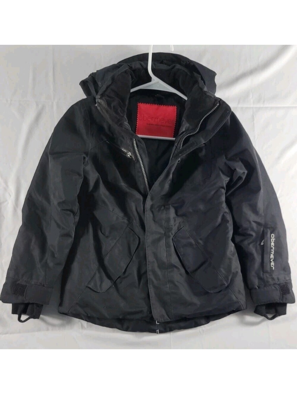 Obermeyer Resort Jacket Womens 8 Black Hooded Insulated Ski Snowboard Winter